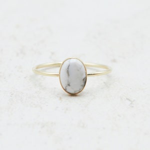 Howlite Ring, Marble Ring, Genuine Gemstone, Natural Gemstone, Delicate Ring, Crystal Jewelry, Energy Ring