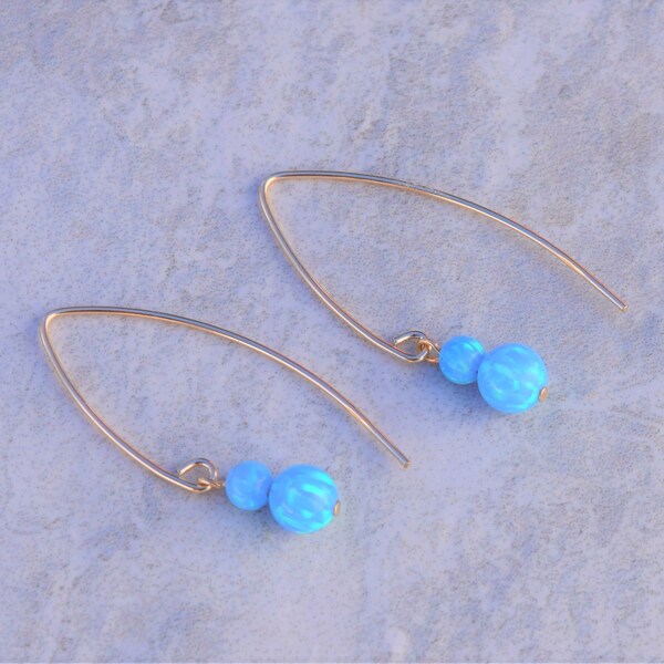 Opal Dangle Earrings, Blue Opal Earrings, Gold Earrings, Delicate Opal Earrings, Gold Opal Earrings, Wedding Earrings