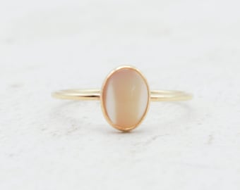 Mother of Pearl Ring, Gold Filled, Sterling Silver, Genuine Gemstone, Hypoallergenic, Natural Gemstone, Delicate Ring