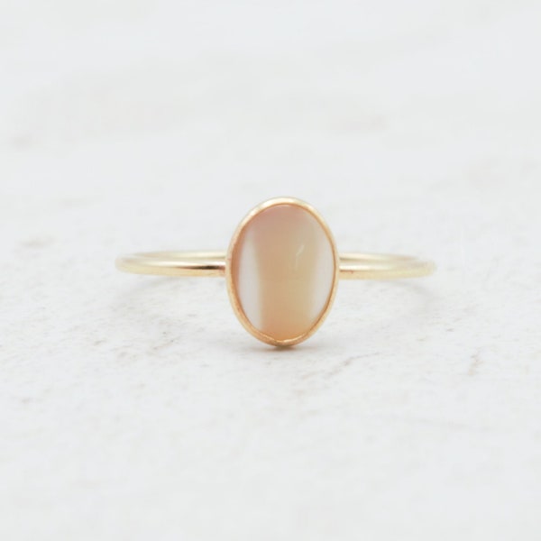 Mother of Pearl Ring, Gold Filled, Sterling Silver, Genuine Gemstone, Hypoallergenic, Natural Gemstone, Delicate Ring