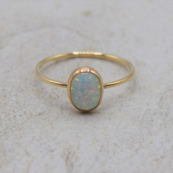 Stacking Opal Ring, Choice of Opal Color, Gold Opal Ring, Opal Ring, Gold Ring, Delicate Gold Ring, Hypoallergenic