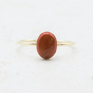 Jasper Ring, Red Jasper Ring, Gold Filled Ring, Silver Ring, Genuine Gemstone Ring, March Birthstone, Crystal Jewelry, Energy Ring