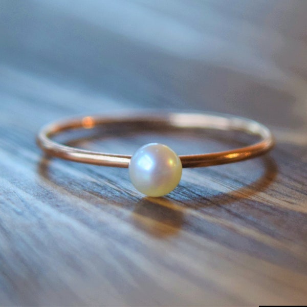 Rose Gold Pearl Ring, Pearl Ring, Gold Ring, Rose Gold Ring, Genuine Pearl Ring, Stacking Pearl Ring, Real Pearl Ring, Freshwater Pearl