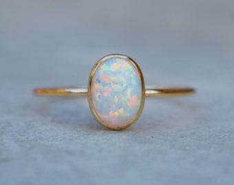 Gold Opal Ring, Opal Ring, Gold Ring, Delicate Gold Ring, Stacking Ring, Stacking Opal Ring, Gold Filled Ring