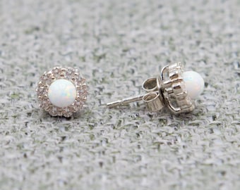 Sterling Silver Cubic Zirconia Opal Earrings, Wear It 2 Ways, Wedding Earrings, Bridal Party Earrings, October Birthstone, Hypoallergenic