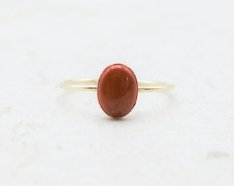 Jasper Ring, Red Jasper Ring, Gold Filled Ring, Silver Ring, Genuine Gemstone Ring, March Birthstone, Crystal Jewelry, Energy Ring