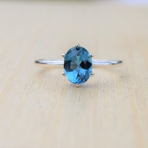 London Blue Topaz Ring, Blue Topaz Ring, Sterling Silver Ring, London Topaz Ring, Promise Ring, Engagement Ring, Gift for Her