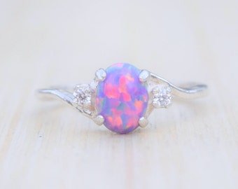 Opal Ring, Lavender Opal Ring, Amethyst Opal Ring  Purple Opal Ring, Opal Jewelry, Amethyst Ring, October Birthstone