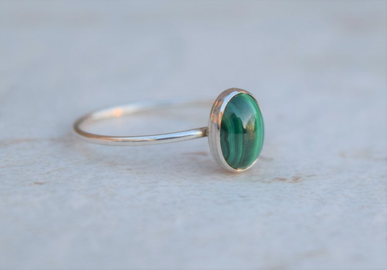 Malachite Ring Gold Malachite Ring Natural Gemstone Genuine image 5