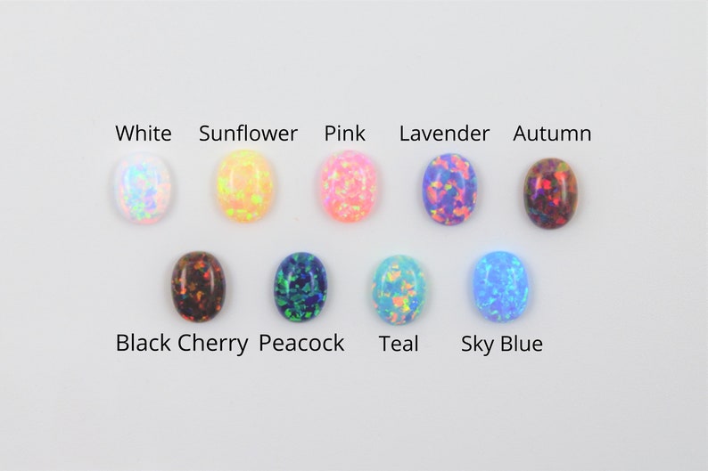 Puede incluir: Surtido de 10 cabujones ovalados de &oacute;palo en varios colores, incluyendo blanco, girasol, rosa, lavanda, oto&ntilde;o, cereza negra, pavo real, azul verdoso y azul cielo.