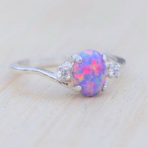 Opal Ring, Lavender Opal Ring, Amethyst Opal Ring Purple Opal Ring, Opal Jewelry, Amethyst Ring, October Birthstone image 4