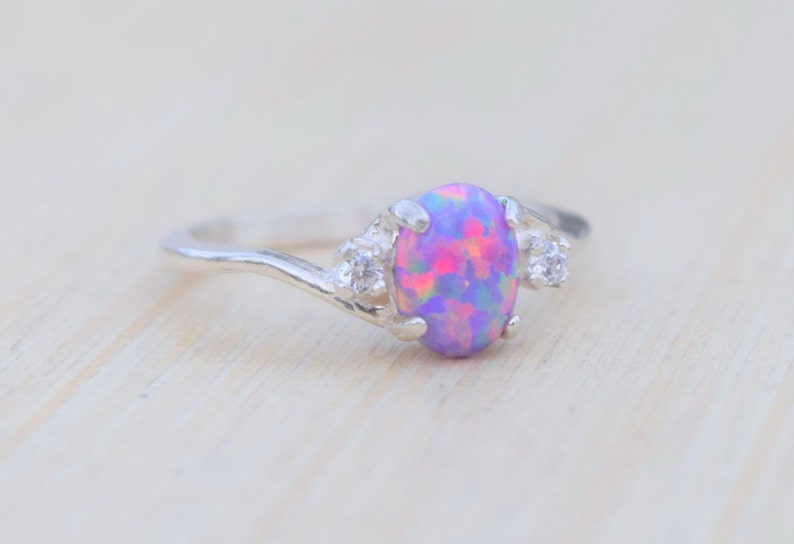 Opal Ring, Lavender Opal Ring, Amethyst Opal Ring Purple Opal Ring, Opal Jewelry, Amethyst Ring, October Birthstone image 4