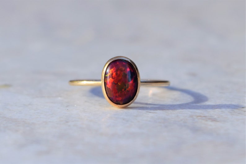 Gold Opal Ring, Opal Ring, Gold Ring, Delicate Gold Ring, Stacking Ring, Stacking Opal Ring, Gold Filled Ring Black Cherry