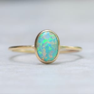 Gold Opal Ring, Opal Ring, Gold Ring, Delicate Gold Ring, Stacking Ring ...