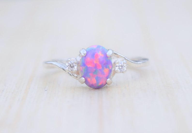 Opal Ring, Lavender Opal Ring, Amethyst Opal Ring Purple Opal Ring, Opal Jewelry, Amethyst Ring, October Birthstone image 1