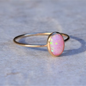 Gold Opal Ring, Opal Ring, Gold Ring, Delicate Gold Ring, Stacking Ring, Stacking Opal Ring, Gold Filled Ring Pink