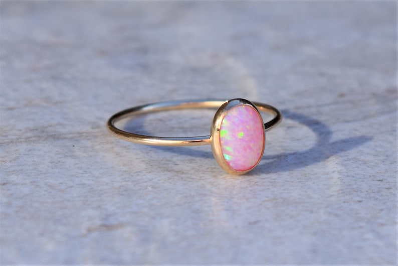 Gold Opal Ring, Opal Ring, Gold Ring, Delicate Gold Ring, Stacking Ring, Stacking Opal Ring, Gold Filled Ring Pink