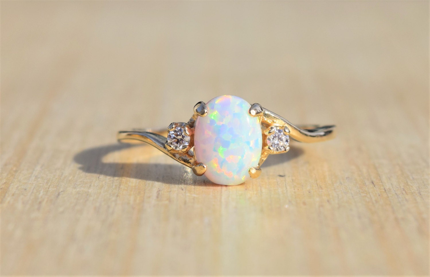 Gold Opal Ring White Opal Ring Gold Ring Opal Ring Promise | Etsy