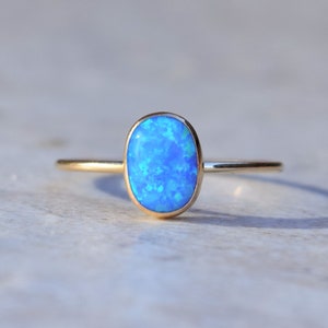 Gold Opal Ring, Opal Ring, Gold Ring, Delicate Gold Ring, Stacking Ring, Stacking Opal Ring, Gold Filled Ring Light Blue