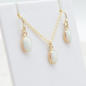 Gold Filled Lab Created Opal Set, Opal Necklace, Opal Earrings, Gold Opal Jewelry Set, Wedding Jewelry, Bridal Party Jewelry, Hypoallergenic