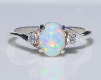 Birthstone Ring, Silver Opal Ring, White Opal Ring, Opal Ring, Birthstone Ring, Birthday Ring, October Birthstone