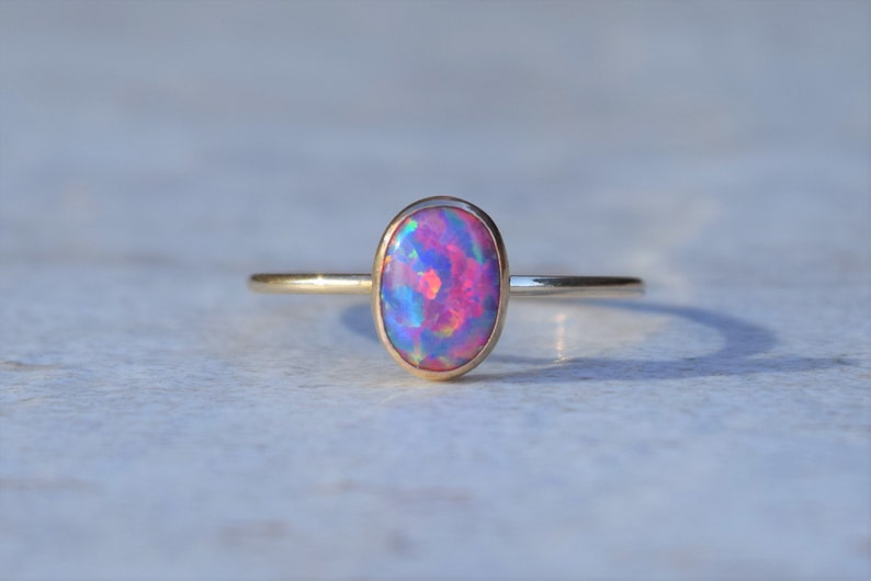 Gold Opal Ring, Opal Ring, Gold Ring, Delicate Gold Ring, Stacking Ring, Stacking Opal Ring, Gold Filled Ring image 5