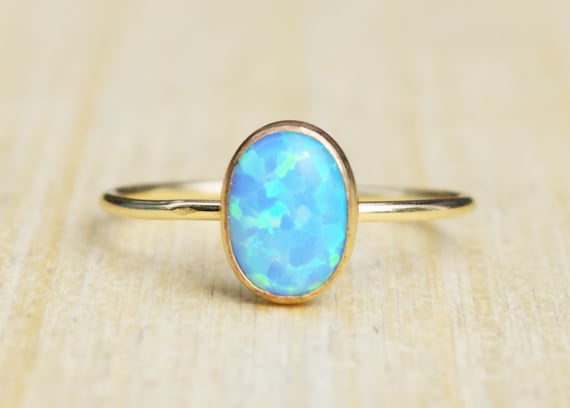 Gold Opal Ring Delicate Gold Ring Blue Opal Ring Stacking Ring Gold Filled Ring Gold Filled Opal Ring Gold Bezel Opal Ring Etsy