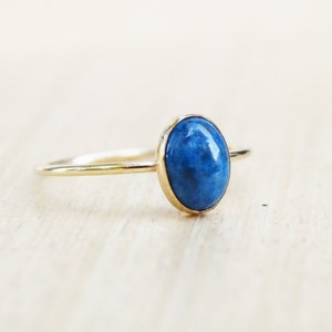 Gold Lapis Lazuli Ring, Denim Lapis, Delicate Gold Ring, Stacking Ring, Gold Filled Ring, Blue Ring, Dark Blue Ring image 3