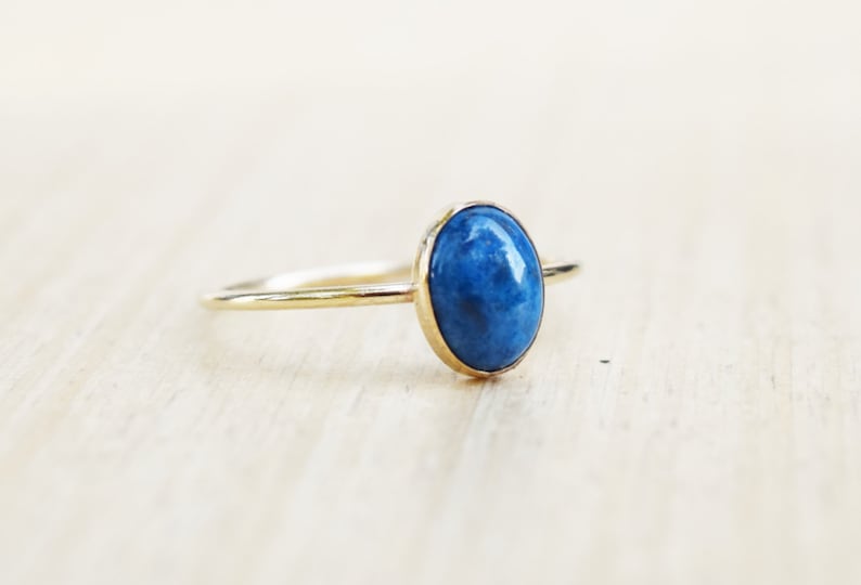 Gold Lapis Lazuli Ring, Denim Lapis, Delicate Gold Ring, Stacking Ring, Gold Filled Ring, Blue Ring, Dark Blue Ring image 3