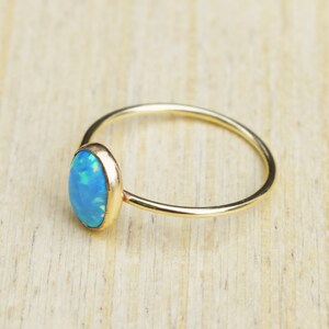 Gold Opal Ring Delicate Gold Ring Blue Opal Ring Stacking - Etsy