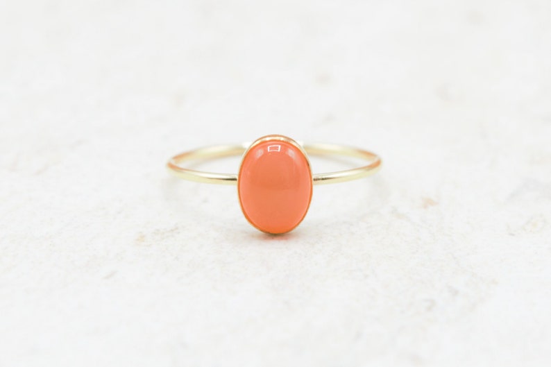 Peach Moonstone Ring, Real Moonstone, Gold Filled, Sterling Silver, Genuine Gemstone, Hypoallergenic, Natural Gemstone, Delicate Ring image 3