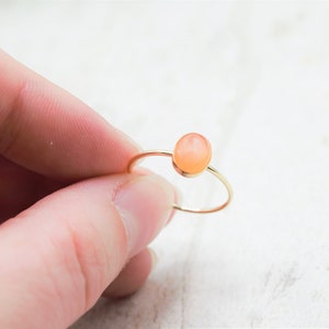 Peach Moonstone Ring, Real Moonstone, Gold Filled, Sterling Silver, Genuine Gemstone, Hypoallergenic, Natural Gemstone, Delicate Ring image 2