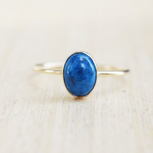 Gold Lapis Lazuli Ring, Denim Lapis, Delicate Gold Ring, Stacking Ring, Gold Filled Ring, Blue Ring, Dark Blue Ring image 4