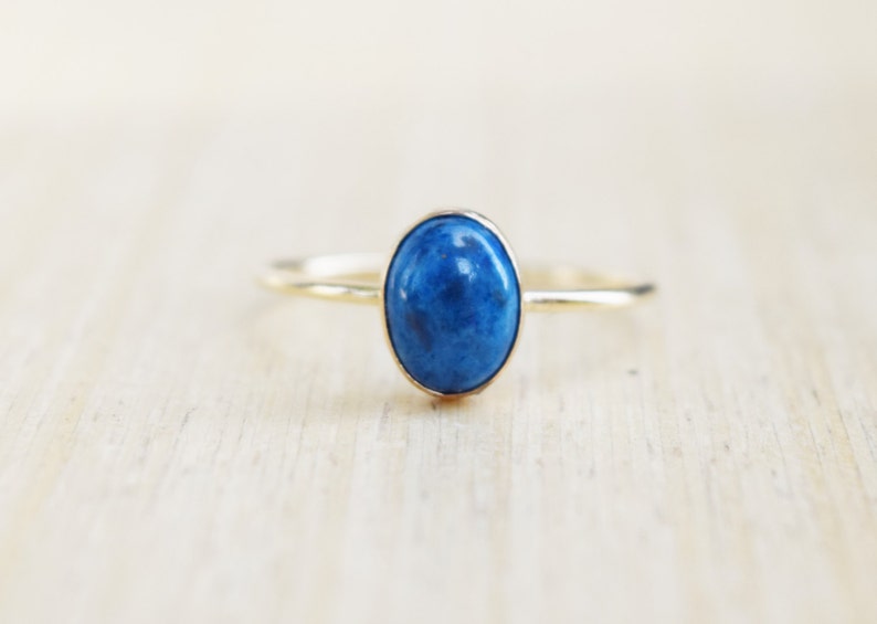 Gold Lapis Lazuli Ring, Denim Lapis, Delicate Gold Ring, Stacking Ring, Gold Filled Ring, Blue Ring, Dark Blue Ring image 4