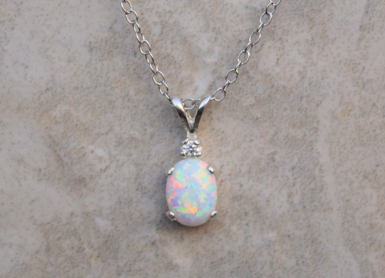 Opal Necklace Silver Opal Necklace Sterling Silver Necklace - Etsy