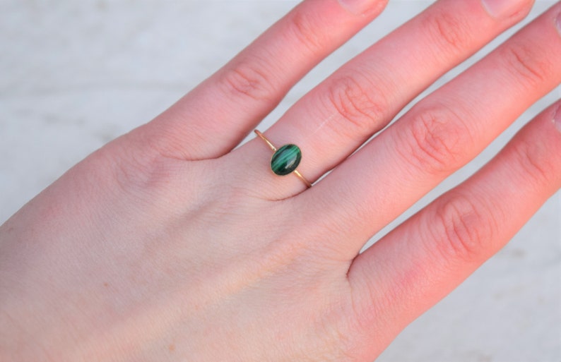 Malachite Ring Gold Malachite Ring Natural Gemstone Genuine image 2