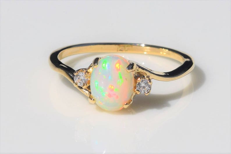 Genuine Ethiopian Opal Ring Gold Opal Ring Gold Ring Opal | Etsy