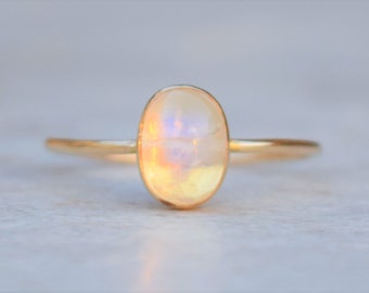 Moonstone Ring, Rainbow Moonstone, Gold Ring, Silver Ring, Moonstone Jewelry, Delicate Ring, Stacking Ring, Gold Filled Ring, Energy Ring