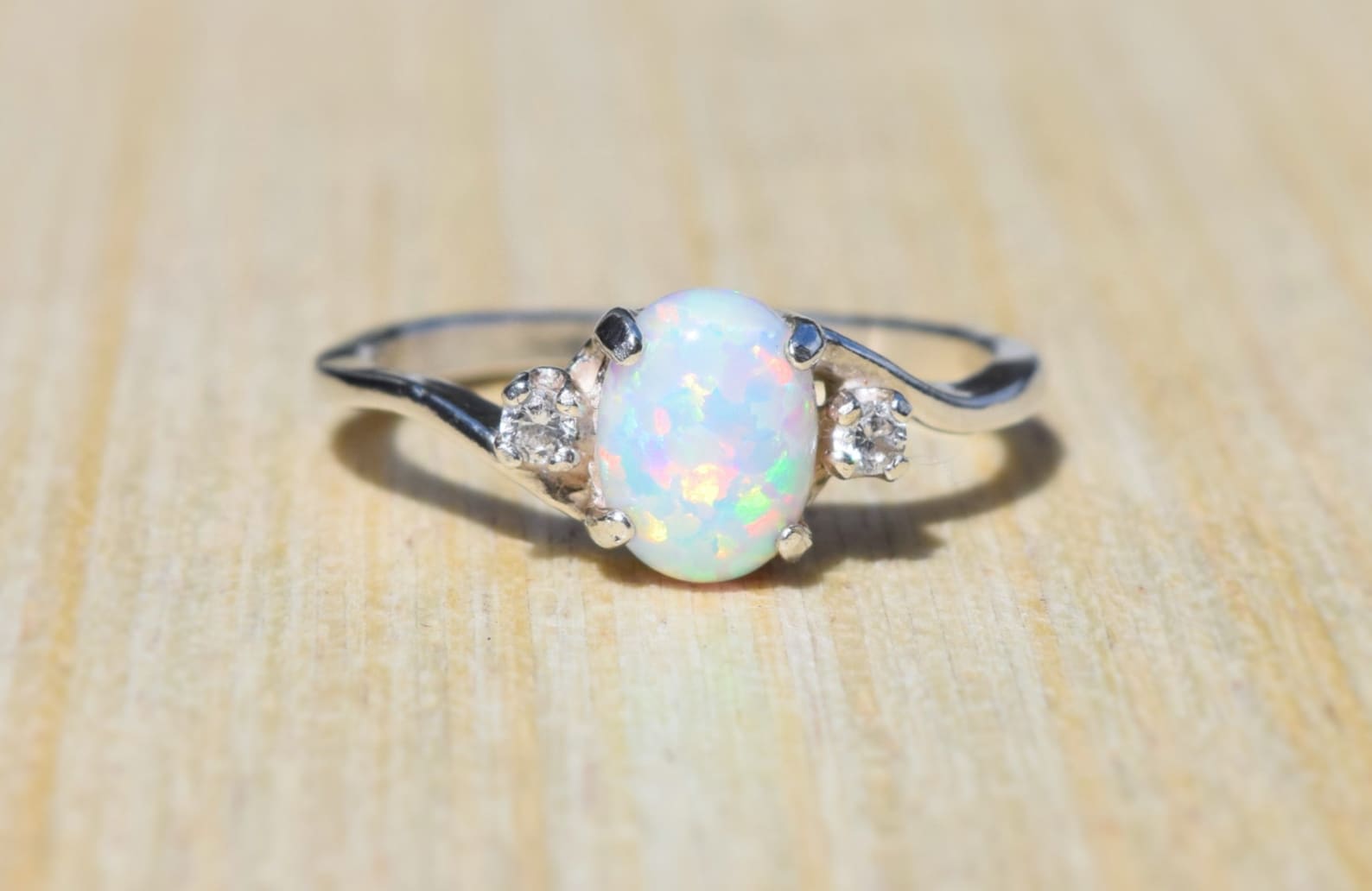 Opal Ring White Opal Ring Sterling Silver Opal Ring Silver Etsy