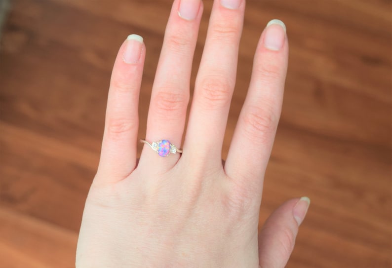 Opal Ring, Lavender Opal Ring, Amethyst Opal Ring Purple Opal Ring, Opal Jewelry, Amethyst Ring, October Birthstone image 2