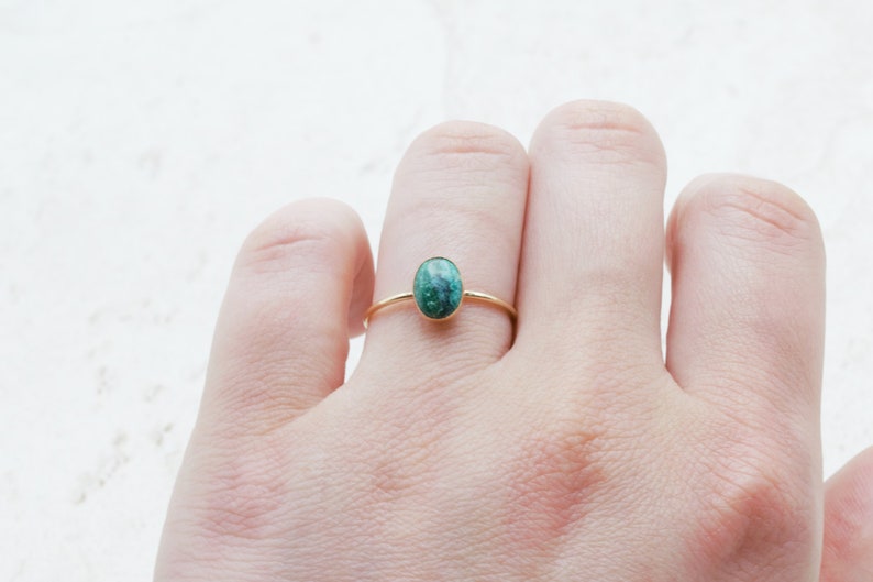 Chrysocolla Ring Robins Egg Blue Genuine Gemstone Natural image 3