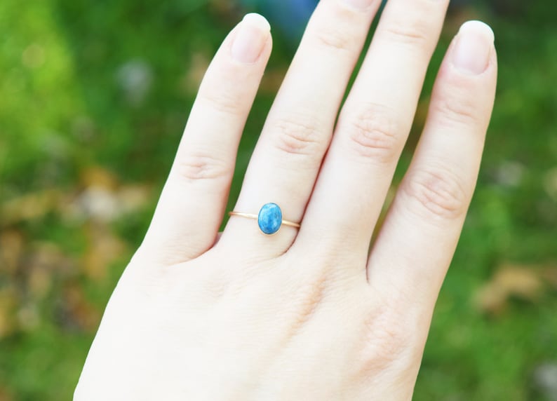 Gold Lapis Lazuli Ring, Denim Lapis, Delicate Gold Ring, Stacking Ring, Gold Filled Ring, Blue Ring, Dark Blue Ring image 2