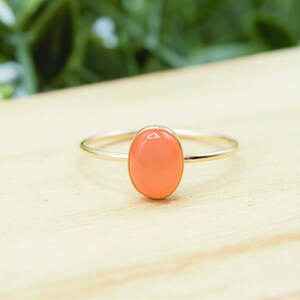 Peach Moonstone Ring, Real Moonstone, Gold Filled, Sterling Silver, Genuine Gemstone, Hypoallergenic, Natural Gemstone, Delicate Ring image 7
