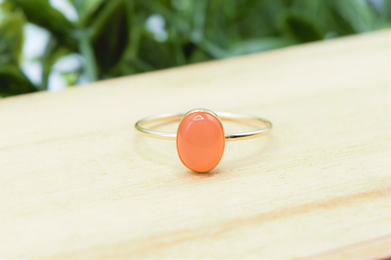 Peach Moonstone Ring, Real Moonstone, Gold Filled, Sterling Silver, Genuine Gemstone, Hypoallergenic, Natural Gemstone, Delicate Ring image 7