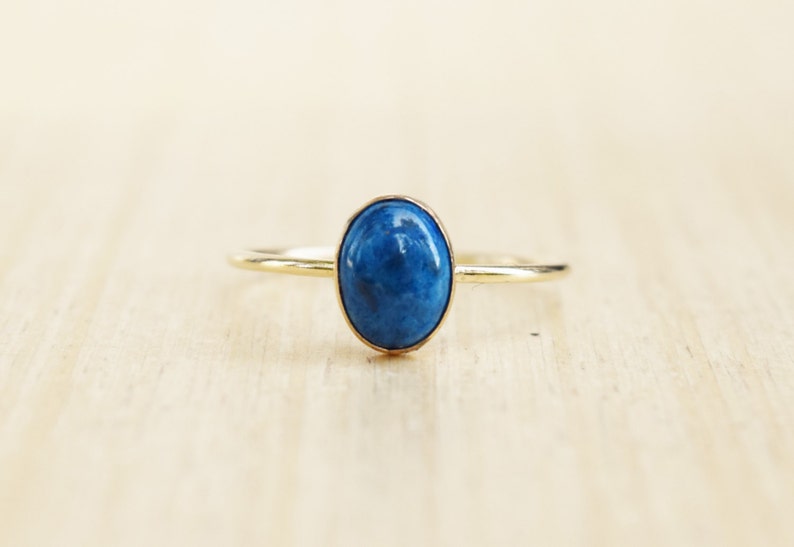 Gold Lapis Lazuli Ring, Denim Lapis, Delicate Gold Ring, Stacking Ring, Gold Filled Ring, Blue Ring, Dark Blue Ring image 1