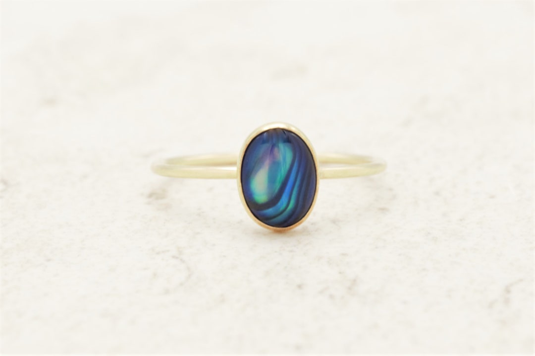 Paua Shell Ring, 14k Gold Filled, Iridescent Gemstone - Etsy