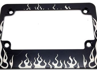 BSNP VETERAN HMC Billet License Plate Frame Black Anodized AMERICAN FLAG