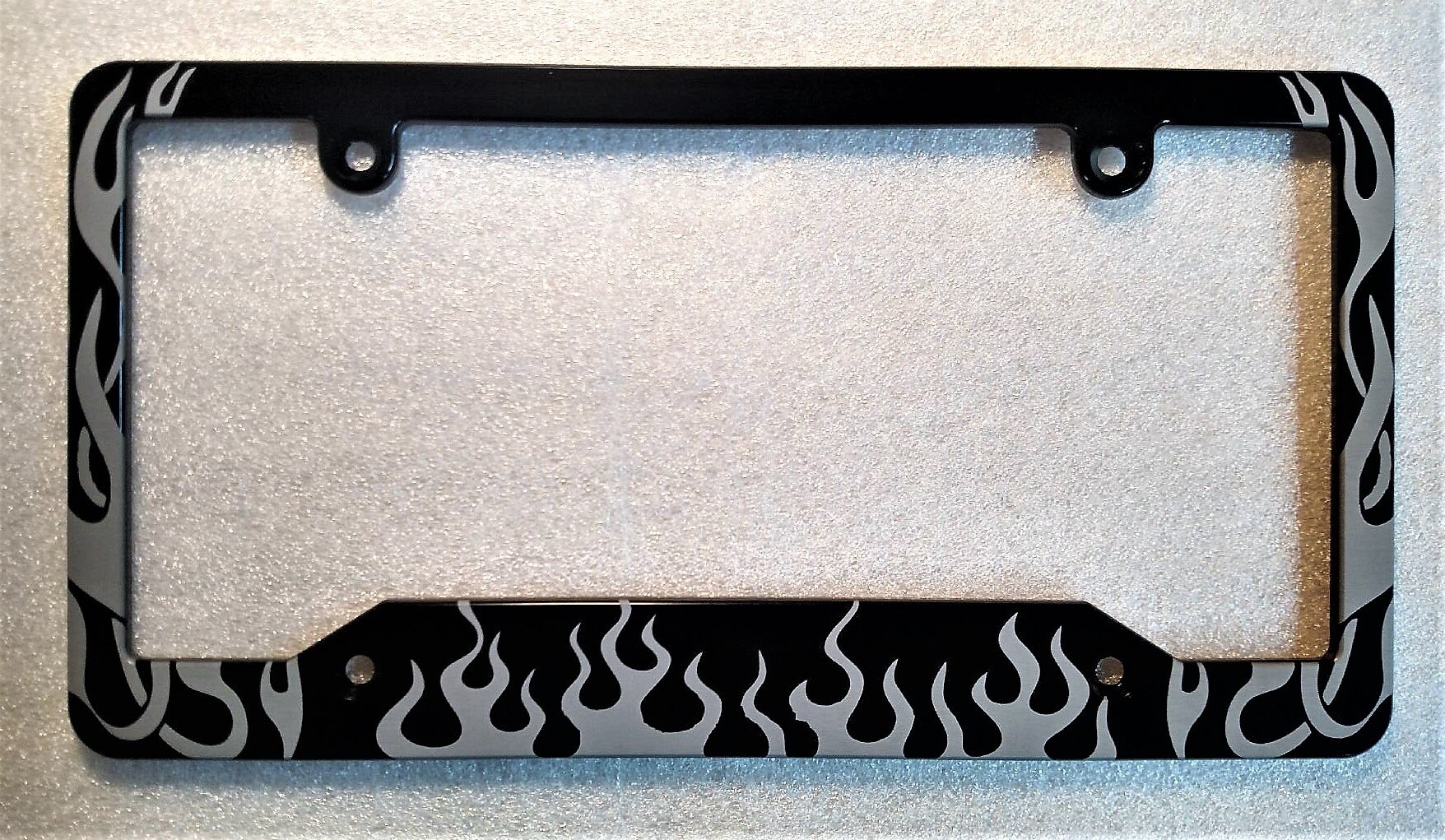 Flames Billet Aluminum License Plate Frame Black Anodized Etsy