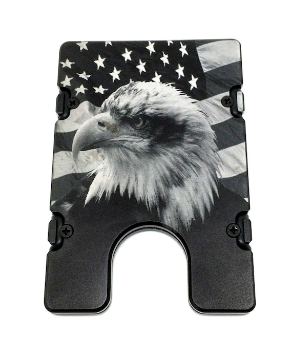 American Flag With Eagle Aluminum Wallet//Credit Card Holder RFID Protection