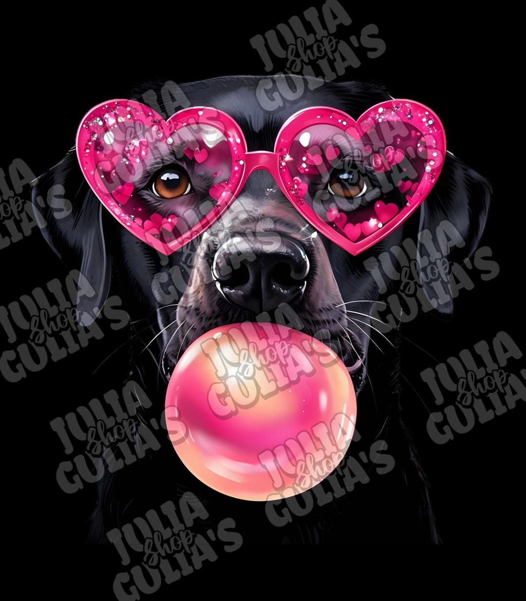 Black Lab PNG, Valentines Day Black Lab, Dog Blowing Bubble, Black Lab ...